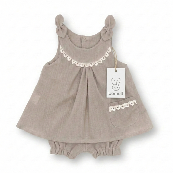 Conjunto en Lino con Moño en Hombros y short