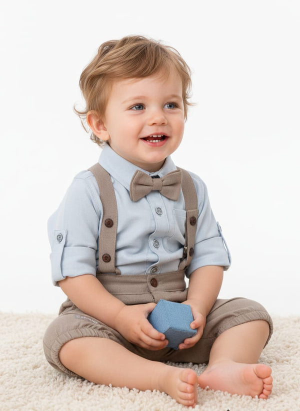 Conjunto en Lino con Camisa, tirantes y Corbatín
