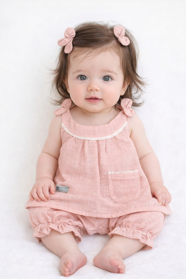 Conjunto en Lino con Moño en Hombros y short