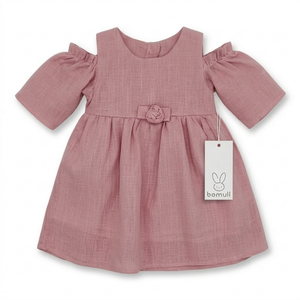Vestido en Lino con Manga Campesina