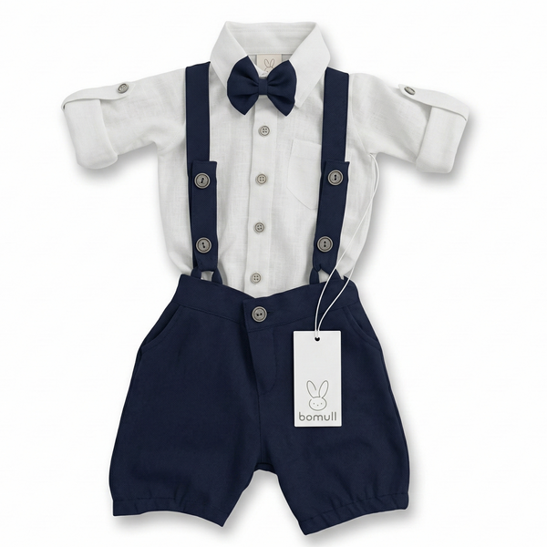 Conjunto en Lino con Camisa, tirantes y Corbatín