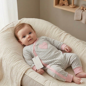 Pijama Cruzada en Algodón a Rayas para (Niña)