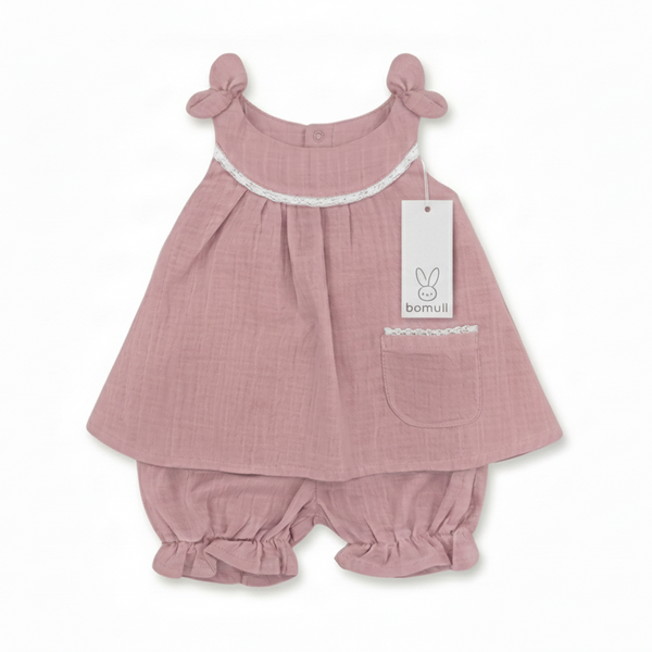 Conjunto en Lino con Moño en Hombros y short