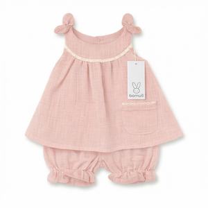 Conjunto en Lino con Moño en Hombros y short